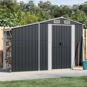 Cobertizo de jardín acero galvanizado antracita 277x93x179 cm de vidaXL, Cobertizos - Ref: Foro24-364518, Precio: 284,33 €, D...