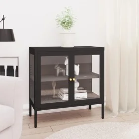 Aparador de acero y vidrio negro 70x35x70 cm de vidaXL, Aparadores - Ref: Foro24-336064, Precio: 150,37 €, Descuento: %