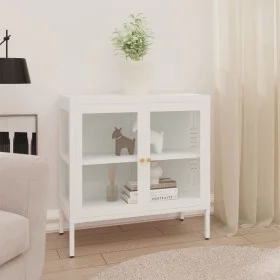 Sideboard aus Stahl und weißem Glas 70x35x70 cm von vidaXL, Sideboards - Ref: Foro24-336065, Preis: 145,08 €, Rabatt: %