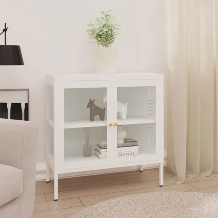 Steel and white glass sideboard 70x35x70 cm by vidaXL, Sideboards - Ref: Foro24-336065, Price: 145,08 €, Discount: %