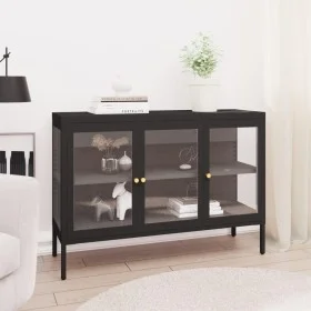 Aparador de acero y vidrio negro 105x35x70 cm de vidaXL, Aparadores - Ref: Foro24-336067, Precio: 241,55 €, Descuento: %