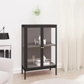 Black steel and glass sideboard 75x35x105 cm by vidaXL, Sideboards - Ref: Foro24-336070, Price: 179,87 €, Discount: %