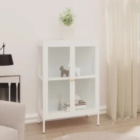 Aparador de acero y vidrio blanco 75x35x105 cm de vidaXL, Aparadores - Ref: Foro24-336071, Precio: 178,08 €, Descuento: %
