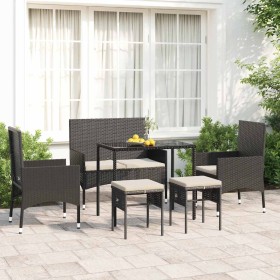 Set muebles de jardín 6 piezas y cojines ratán sintético negro en Conjuntos de jardín | Comprar online en Foru.es