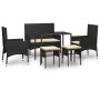 Set muebles de jardín 6 piezas y cojines ratán sintético negro en Conjuntos de jardín | Comprar online en Foru.es