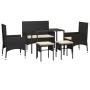 Set muebles de jardín 6 piezas y cojines ratán sintético negro en Conjuntos de jardín | Comprar online en Foru.es