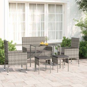 Set de muebles de jardín 6 pzas y cojines ratán sintético gris en Conjuntos de jardín | Comprar online en Foru.es