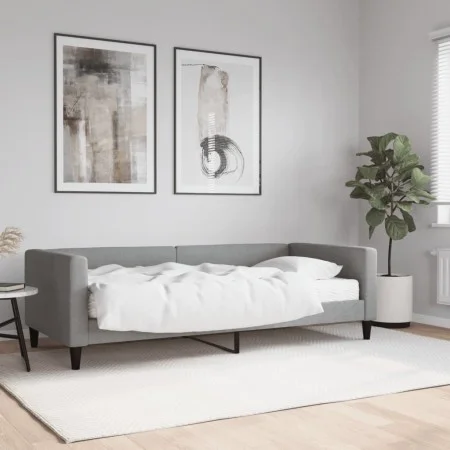 Sofá cama con colchón tela gris claro 90x190 cm de vidaXL, Camas y somieres - Ref: Foro24-3196570, Precio: 324,06 €, Descuent...