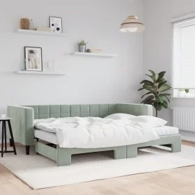 Sofá cama nido con colchón terciopelo gris claro 90x190 cm de vidaXL, Camas y somieres - Ref: Foro24-3196728, Precio: 407,64 ...