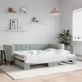 Sofá cama nido terciopelo gris claro 90x190 cm de vidaXL, Camas y somieres - Ref: Foro24-3196704, Precio: 244,55 €, Descuento: %
