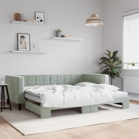 Sofá cama nido terciopelo gris claro 90x190 cm de vidaXL, Camas y somieres - Ref: Foro24-3196704, Precio: 244,55 €, Descuento: %