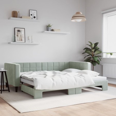 Sofá cama nido terciopelo gris claro 90x190 cm de vidaXL, Camas y somieres - Ref: Foro24-3196704, Precio: 249,48 €, Descuento: %