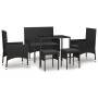 Set muebles de jardín 6 piezas y cojines ratán sintético negro en Conjuntos de jardín | Comprar online en Foru.es