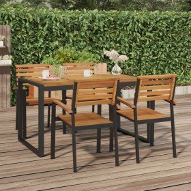 Mesa de jardín con patas en U madera maciza acacia 148x80x75 cm en Mesas de jardín | Comprar online en Foru.es