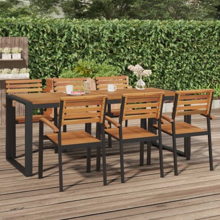 Mesa de jardín con patas en U madera maciza acacia 200x90x75 cm en Mesas de jardín | Comprar online en Foru.es