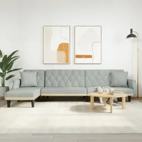 L-förmiges Schlafsofa aus hellgrauem Samt, 271 x 140 x 70 cm von vidaXL, Sofas - Ref: Foro24-3157276, Preis: 438,31 €, Rabatt: %