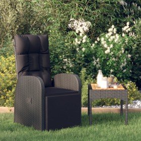 Sillón reclinable de jardín con cojines ratán sintético negro en Sillas de jardín | Comprar online en Foru.es