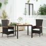 Mesa de jardín ratán PE negro y superficie madera maciza acacia en Mesas de jardín | Comprar online en Foru.es