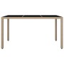 Mesa de jardín ratán beige y superficie de vidrio templado en Mesas de jardín | Comprar online en Foru.es