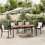 Mesa de jardín ratán PE negro y superficie madera maciza acacia en Mesas de jardín | Comprar online en Foru.es