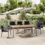 Mesa de jardín ratán PE gris y superficie madera maciza acacia en Mesas de jardín | Comprar online en Foru.es