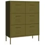 Armario de cajones de acero verde oliva 80x35x101,5 cm de vidaXL, Taquillas y armarios de almacenamiento - Ref: Foro24-336144...