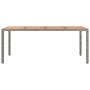 Mesa de jardín ratán PE gris y superficie madera maciza acacia en Mesas de jardín | Comprar online en Foru.es