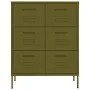 Armario de cajones de acero verde oliva 80x35x101,5 cm de vidaXL, Taquillas y armarios de almacenamiento - Ref: Foro24-336144...