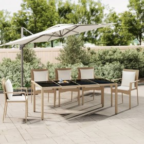 Mesa de jardín ratán beige y superficie de vidrio templado en Mesas de jardín | Comprar online en Foru.es