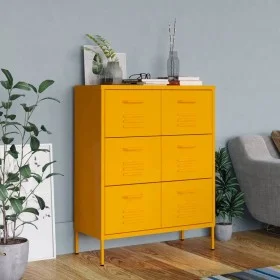 Mustard yellow steel storage cabinet 80x35x101.5 cm by vidaXL, Lockers and storage cabinets - Ref: Foro24-336146, Price: 225,...