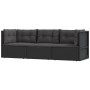 Set de muebles de jardín 3 pzas y cojines ratán sintético negro en Conjuntos de jardín | Comprar online en Foru.es