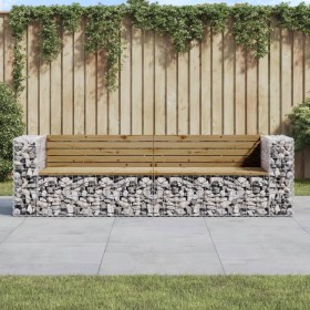 Banco jardín con gaviones madera pino impregnada 244x71x65,5 cm en Bancos de jardín | Comprar online en Foru.es