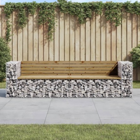 Banco jardín con gaviones madera pino impregnada 244x71x65,5 cm en Bancos de jardín | Comprar online en Foru.es