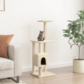 Rascador para gatos con postes de sisal color crema 104 cm en Mobiliario para gatos | Comprar online en Foru.es
