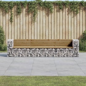 Banco jardín con gaviones madera pino impregnada 287x71x65,5 cm en Bancos de jardín | Comprar online en Foru.es