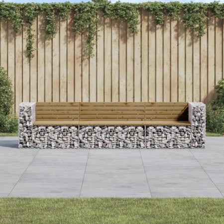 Banco jardín con gaviones madera pino impregnada 287x71x65,5 cm en Bancos de jardín | Comprar online en Foru.es