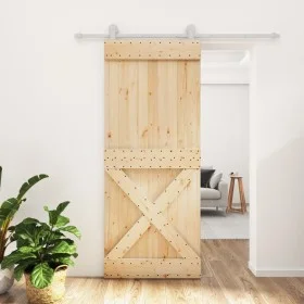 Puerta corredera con herrajes madera maciza de pino 85x210 cm de vidaXL, Puertas - Ref: Foro24-3203096, Precio: 208,25 €, Des...
