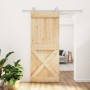 Puerta corredera con herrajes madera maciza de pino 85x210 cm de vidaXL, Puertas - Ref: Foro24-3203096, Precio: 194,97 €, Des...