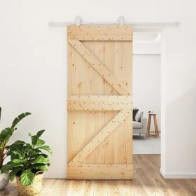 Puerta corredera con herrajes madera maciza de pino 90x210 cm de vidaXL, Puertas - Ref: Foro24-3203085, Precio: 210,55 €, Des...