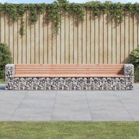 Banco jardín diseño gaviones madera abeto Douglas 347x71x65,5cm en Bancos de jardín | Comprar online en Foru.es