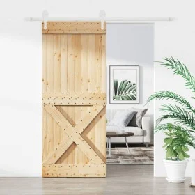 Schiebetür mit Beschlägen aus massivem Kiefernholz, 100 x 210 cm von vidaXL, Türen - Ref: Foro24-3203253, Preis: 243,72 €, Ra...