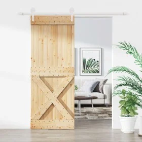 Puerta corredera con herrajes madera maciza de pino 90x210 cm de vidaXL, Puertas - Ref: Foro24-3203252, Precio: 197,59 €, Des...