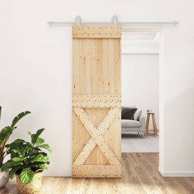 Puerta corredera con herrajes madera maciza de pino 70x210 cm de vidaXL, Puertas - Ref: Foro24-3203094, Precio: 172,03 €, Des...