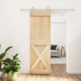 Schiebetür mit Beschlägen aus massivem Kiefernholz 70x210 cm von vidaXL, Türen - Ref: Foro24-3203094, Preis: 186,40 €, Rabatt: %