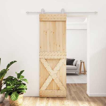 Puerta corredera con herrajes madera maciza de pino 70x210 cm de vidaXL, Puertas - Ref: Foro24-3203094, Precio: 172,03 €, Des...