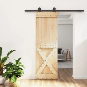 Puerta corredera con herrajes madera maciza de pino 70x210 cm de vidaXL, Puertas - Ref: Foro24-3203054, Precio: 166,46 €, Des...