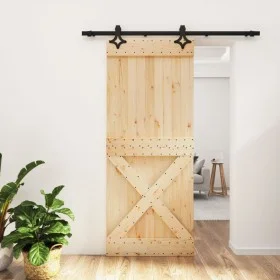 Puerta corredera con herrajes madera maciza de pino 85x210 cm de vidaXL, Puertas - Ref: Foro24-3203134, Precio: 194,88 €, Des...