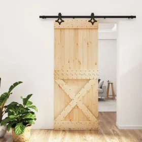 Puerta corredera con herrajes madera maciza de pino 85x210 cm de vidaXL, Puertas - Ref: Foro24-3203153, Precio: 189,32 €, Des...