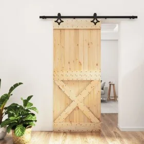 Puerta corredera con herrajes madera maciza de pino 90x210 cm von vidaXL, Türen - Ref: Foro24-3203154, Preis: 196,46 €, Rabat...