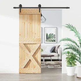 Schiebetür mit Beschlägen aus massivem Kiefernholz, 70 x 210 cm von vidaXL, Türen - Ref: Foro24-3203207, Preis: 152,29 €, Rab...